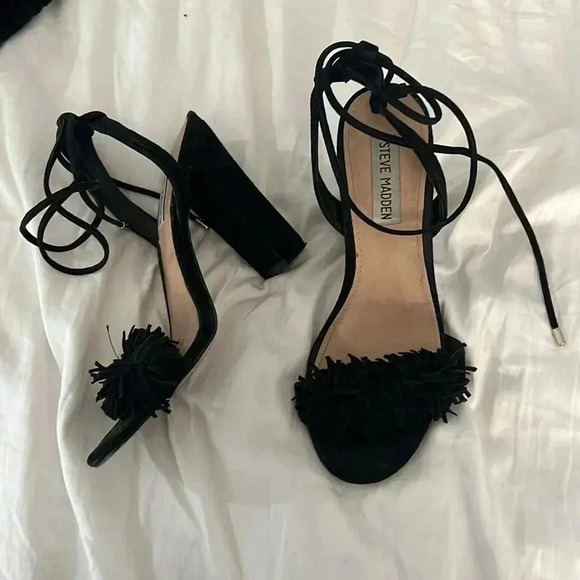 Steve Madden Black Suede Heels - Picture 2 of 4